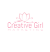 a pink logo with a flower on top that says creative girl marketing